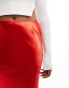 Фото #10 товара ASOS DESIGN high shine bias midi skirt in red