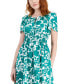 Фото #4 товара Women's Printed Split-Neck Short-Sleeve Midi Dress