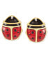 Red Enamel Ladybug Stud Earrings in 10k Gold
