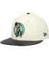 ფოტო #1 პროდუქტის Men's White/Black Boston Celtics faux leather - Polyurethane Visor Two-Tone 59FIFTY Fitted Hat