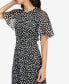 Women's Printed Jewel-Neck Cape-Overlay Dress