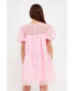 Фото #3 товара Women's Gridded Puff Sleeve Dress