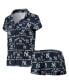 ფოტო #3 პროდუქტის Women's Navy New York Yankees Flagship Allover Print Top and Shorts Sleep Set