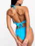 ASOS DESIGN mix and match wrap around bikini top in bright blue