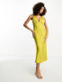 ASOS DESIGN satin bias cut plunge racer back midi dress in moss green