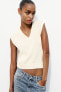 Plain knit v-neck top