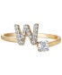 ფოტო #2 პროდუქტის Cubic Zirconia Initial Wrap Ring in 18k Gold-Plated Sterling Silver, Created for Macy's