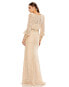 Фото #9 товара Women's Lace Long Sleeve V Neck Embellished Gown
