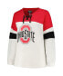 Women's White Ohio State Buckeyes Plus Size Colorblock Lace-Up Long Sleeve T-shirt