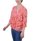 ფოტო #3 პროდუქტის Petite Long Sleeve Burnout Y-Neck Blouse