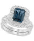 ფოტო #1 პროდუქტის London Blue Topaz (2-7/8 ct. t.w.) & Diamond (7/8 ct. t.w.) Double Halo Bridal Set in 14k White Gold