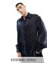 Фото #2 товара ASOS DESIGN oversized shirt with blouson sleeve in two tone organza in blue