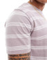 Brave Soul horizontal stripe t-shirt in dusty purple & white