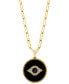 ფოტო #1 პროდუქტის EFFY® Onyx, Sapphire (1/20 ct. t.w.) & Diamond (1/10 ct. t.w.) Evil Eye 18" Pendant Necklace in 14k Gold