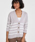 ფოტო #3 პროდუქტის Women's V-Neck Striped Cardigan, Created for Macy's