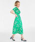 Фото #2 товара Women's Printed V-Neck Short-Sleeve Midi Dress, Created for Macy's