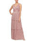Фото #1 товара Women's Metallic Knit Tiered Gown