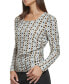 Women's Geometric-Print Ruched Square-Neck Top
