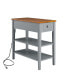 Фото #1 товара 2-Tone End Table with USB Ports, Solid Wood Legs