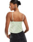 Miss Selfridge satin jacquard tie front cami top in sage green