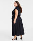 Фото #2 товара Trendy Plus Size Button-Front Tie-Waist Maxi Dress, Created for Macy's