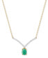 Фото #1 товара Macy's emerald (3/4 ct. t.w.) & Diamond (1/10 ct. t.w.) Chevron 17" Statement Necklace in 10k Gold