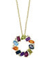 Фото #2 товара EFFY® Multi-Gemstone (3-7/8 ct. t.w.) & Diamond (1/10 ct. t.w.) Circle Cluster 18" Pendant Necklace in 14k Gold