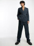 ASOS DESIGN wide leg suit trousers in navy plisse