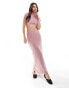 Фото #1 товара ASOS DESIGN cut out fluffy rib midi dress in pink