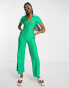 Фото #3 товара ASOS DESIGN jersey rib collar retro jumpsuit in green