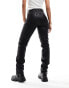 Only Riley high waisted coated straight leg jeans in black