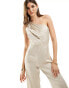 Фото #4 товара TFNC Bridesmaid satin one shoulder jumpsuit in champagne