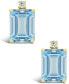 ფოტო #3 პროდუქტის Aquamarine (2- 3/4 ct.t.w) and Diamond Accent Stud Earrings in 14K Yellow Gold