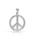 ფოტო #3 პროდუქტის Pave Cubic Zirconia CZ Open Peace Sign Pendant Necklace For For Women Sterling Silver With Chain