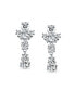 ფოტო #2 პროდუქტის Art Deco Style Cubic Zirconia AAA CZ Statement Dangle Leaf Teardrop Formal Teardrop Chandelier Clip On Earrings Wedding Prom Rhodium Plated