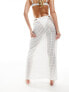 4th & Reckless arles maxi tie side sarong in off white crochet