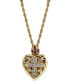 Фото #1 товара Symbols of Faith 14K Gold-Dipped Crystal Heart Cross Locket Necklace 18"