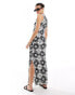 Фото #4 товара ONLY racer neck tile print maxi dress in black and white