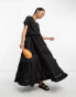 Фото #8 товара ASOS DESIGN broderie patched tent maxi dress in black