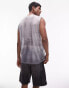 Topman oversized fit sleeveless mesh t-shirt with space dye print in black