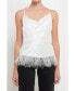 Фото #2 товара Women's Satin Cowl Neck Top with Feather