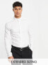 ASOS DESIGN Premium skinny sateen shirt with deep mandarin collar in white