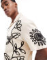 Bershka embroidered floral shirt in beige M - фото #3