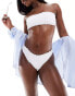 South Beach frilly crinkle high leg bikini bottom in white weiß, 34 - фото #1