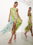 ASOS EDITION strappy cowl neck ruched detail maxi dress in mix match floral print