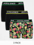 Фото #1 товара Jack & Jones 3 pack trunks with floral print in black