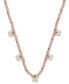 ფოტო #1 პროდუქტის Gold-Tone Mother-of-Pearl Butterfly Charm Beaded Statement Necklace, 15-3/4" + 3" extender