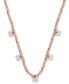 Gold-Tone Mother-of-Pearl Butterfly Charm Beaded Statement Necklace, 15-3/4" + 3" extender