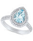 ფოტო #1 პროდუქტის Aquamarine (1-1/3 ct. t.w.) & Diamond (5/8 ct. t.w.) Double Halo Ring in 14k White Gold