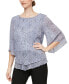 ფოტო #1 პროდუქტის Women's Printed Metallic Knit Tiered Pointed-Hem Blouse